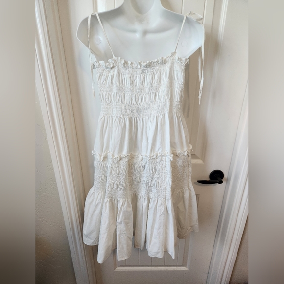 Pinch Tiered Smocked Mini Dress White | Size Small | NWOT - Picture 6 of 9